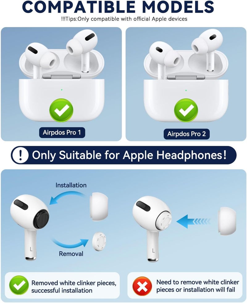 Polislime 4 Pairs Replacement Ear Tips for AirPods Pro 2nd/1st Generation,Noise Reduction Holewith & Built-in dust Guard Screen,with Cleaner Pen Silicone Ear Tips for USB-C Charging Case (XS/S/M/L)-White - Image 2